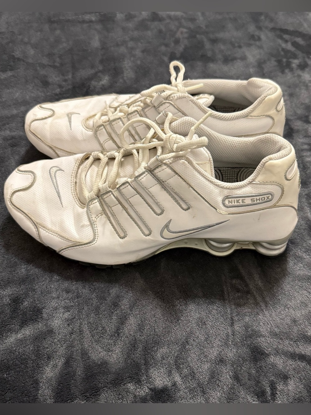 Nike Shox Men's White and Light Gray Athletic Sneakers